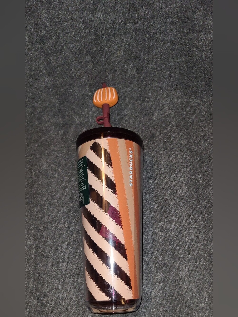 New Starbucks Fall Pumpkin Spice Latte PSL Tumbler 24oz Pumpkin Straw Topper